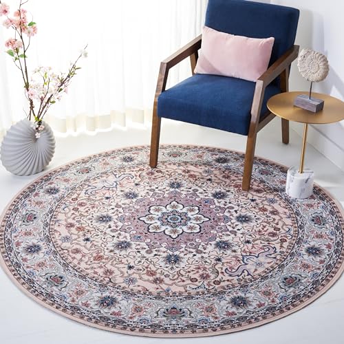 Safavieh Traditional Rug Ideal for High Traffic Areas - Machine Washable and Non Slip - Tucson Collection, Short Pile, in Green and Beige, 183 X 183 cm