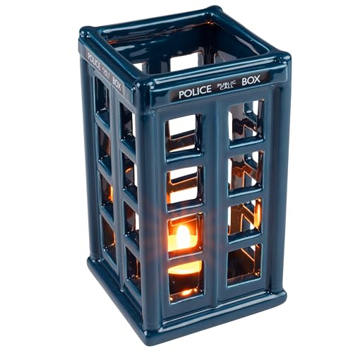 "Doctor Who Tardis Candle Holder, 5.5"" Ceramic - Holds Tealight & Votive Candles - Officially Licensed - Special Dr. Who Decor - Gift for Teens, Adults, Men, Women"