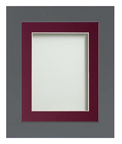 Frame Company Watson Grey Picture Photo Frame fitted with Perspex, A1 with Plum Mount for image size A2