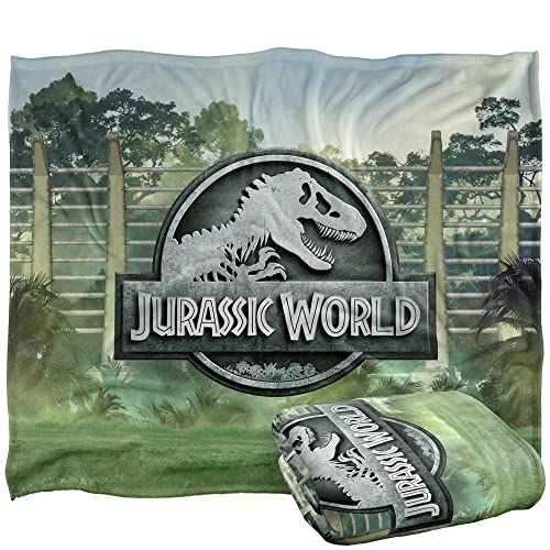 "Jurassic World Jurassic World Fence Logo Officially Licensed Silky Touch Super Soft Throw Blanket 152 x 127 cm, 50"" x 60"""