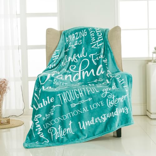 Piwaka Grandma Blanket - Mother's Day & Birthday Gift Box for Grandma from Grandkids, Cozy Fleece Throw for Grandmother, Nana, Abuela, Gigi, Sentimental Present to Celebrate Love and Warmth (Teal)