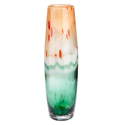 Glass Art Vase, Watermelon, Green, Orange, Glass, Waterproof, Height 40 cm, Flower Vase