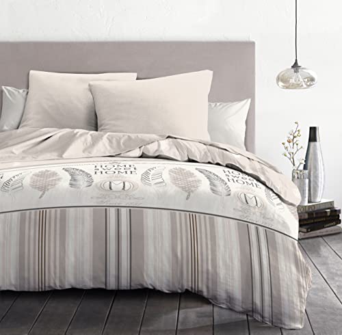 Home Sweet Home Duvet Cover and 2 Pillowcases Soft Lightweight Easy Care 240 x 260 cm Home Linge Passion