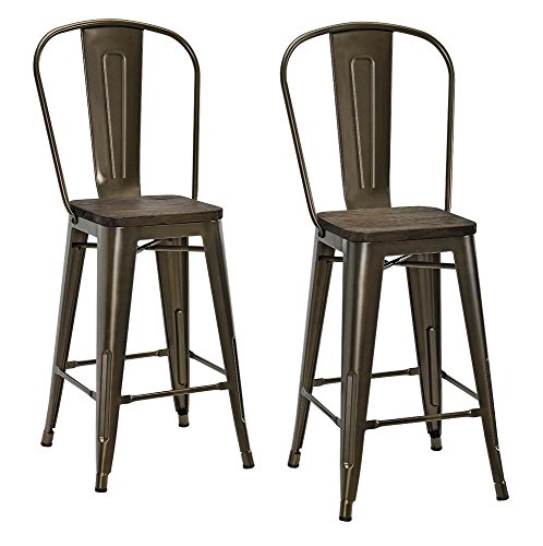 DHP Luxor 24 Inch Metal Counter Stool - Set of 2 BRONZE