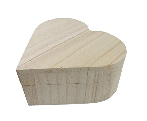 Pracht Creatives Hobby 7678-13541 Wooden Heart Box with Hinges and Lid for Opening Approx. 13 x 13 x 6 cm as a Gift Jewellery Box for Storage and Decoration