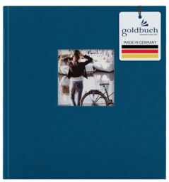 goldbuch Bella Vista 27 930 Photo Album with Picture Cut-Out Petrol, Memory Album in Format 30 x 31 cm, Photo Album 60 Black Pages with Glassine Dividers, Photo Book with Linen Cover in Blue