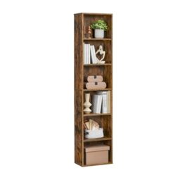 VASAGLE Bookcase, 6-Tier Bookshelf, Open Storage Shelf, Shelving Unit, 24 x 40 x 178.5 cm, for Living Room, Home Office, Dining Room, Rustic Brown CUSTOS Collection LBC167K01