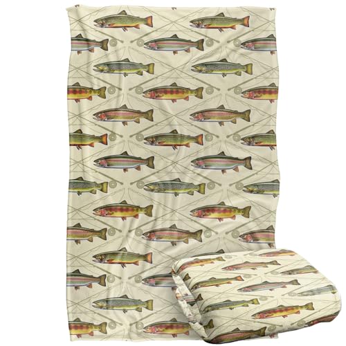 Jq Licensing Trout Crossed Fishing Rods Silky Touch Super Soft Throw Blanket 91 x 147 Cm