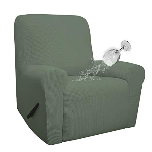 Easy-Going 100% Waterproof Recliner Cover, Dual Waterproof Couch Cover for Recliner, 1- Piece Jacquard Sofa Cover, Leakproof Sofa Slipcover for Kids, Pets, Dog and Cat (Recliner, Grayish Green)