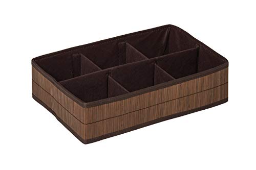 Premier Housewares Kankyo Bamboo Storage Box with 6 Sections, Dark Brown