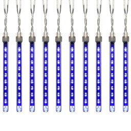WeRChristmas Drop 100 LED Snowing Snowfall/Meteor Shower Tube LED Light, 15 cm - Blue, Set of 10