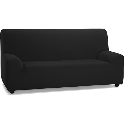 ECOMMERC3 - Elastic and Extra Soft Sofa Cover for 3 Seater Sofa - Adjustable Sofa Cover Black 100% Made in Spain