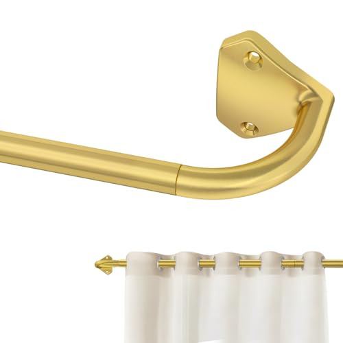 GXOACKJ Gold Wrap Around Curtain Rods for Windows 28 to 48 inch, 5/8 inch Small Adjustable Telescoping Curtain Rod, Blackout Curtain Rods for Bedroom & Outdoor