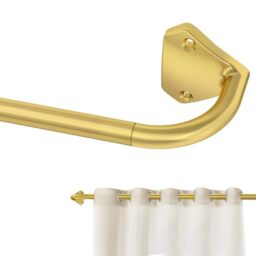 GXOACKJ Gold Wrap Around Curtain Rods for Windows 28 to 48 inch, 5/8 inch Small Adjustable Telescoping Curtain Rod, Blackout Curtain Rods for Bedroom & Outdoor