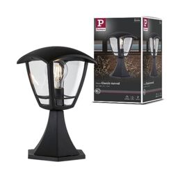Paulmann 94393 Exterior luminaire mini Bollard Light Classic Curved IP44 dimmable Outdoor Lighting Clear, Black Outdoor lamp Plastic Garden lamp E27