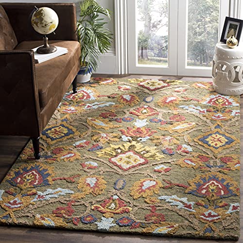 Safavieh Contemporary Rug for Living Room, Dining Room, Bedroom - Blossum Collection, Short Pile, in Multi, 91 X 91 cm