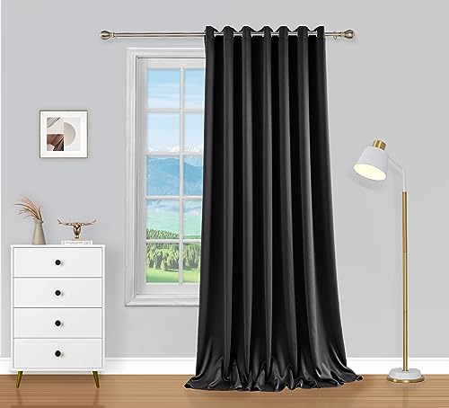 PI Blackout Sliding Door Curtains Extra Long,Grommet Privacy Room Divider Sliding Door Curtains Thermal Insulated Window Treatment for Living Room/Bedroom/Front Door/Patio/GLASSDOOR(Black, W100XL120)
