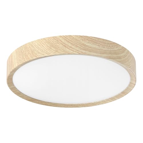 Eglo LED Outdoor Ceiling Light Musurita, Outside lamp for wall and Ceiling - porch lighting, exterior lamp made of metal in wood look, warm white, IP44, ⌀ 34 cm