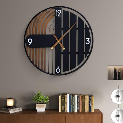 XGGJWW Large Wood Wall Clock, Silent No-Ticking Battery Operated,20 Inch Modern Farmhouse Decorative Clock for Living Room, Bedroom, Kitchen, Office
