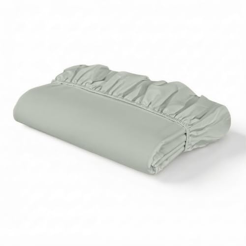 "Ruvanti 100% Cotton Fitted Sheet Full Size Only - Crispy Cooling Percale Sheet - Breathable & Durable - Deep Pocket 16 Inches (Fits up to 18"") - Ocean Breeze - 1 Piece"