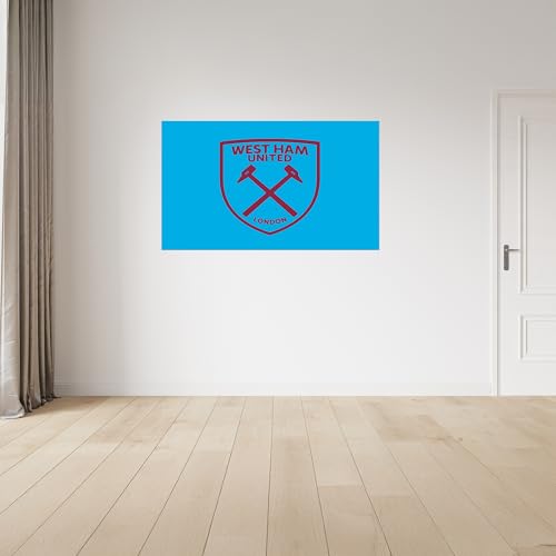 Licensed Decor West Ham United FC Vinyl Wall Stickers - Medium (100cm (w) x 60cm (h) - Claret Crest on Blue