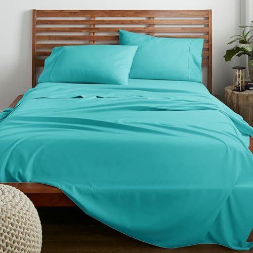 American Home Collection Twin Sheet Set - Ultra-Soft Microfiber 15-Inch Deep Pocket - Wrinkle Free and Fade Resistant (Turquoise)