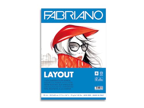 Honsell Fabriano 19100505 Layout Pad 21 x 29.7 cm, 75 g/m??, 70 Sheets, Acid-Free, Puncture Resistant, Smooth Surface Ideal for Sketching, Drawings and Calligraphy, White, A4