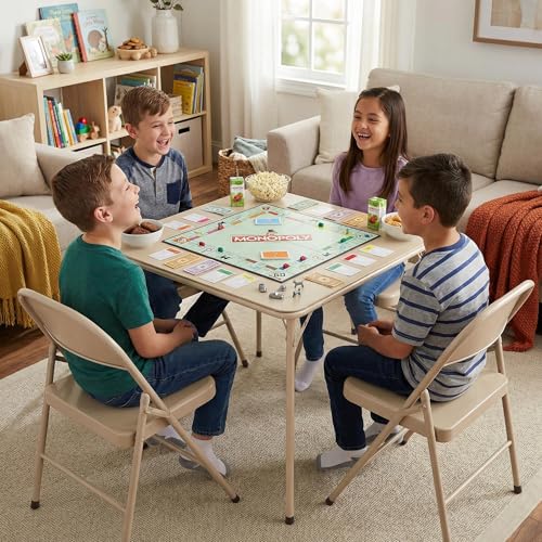 FurnitureR Kid's Foldable Table - Portable Activity Table for Play and Study, Safe and Durable, Easy to Store,Camel