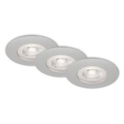 Briloner Leuchten - 7047-034 Recessed LED Lights Set of 3 Dimmable Ceiling Lights 5 Watt Each 460 Lumen 3000 Kelvin IP44 Chrome Matt 90 x 25 mm (DxH)