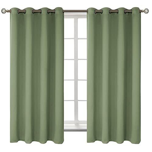 BGment Room Darkening Curtains 160 cm Long - Grommet Thermal Insulated Curtains Window Treatment Curtains for Bedroom 2 Panels 132 x 160 cm, Grass Green