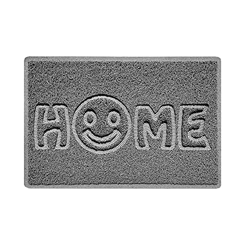 Nicoman SMILEY FACE Embossed Shape Door Mat Dirt-Trapper Jet-Washable Doormat-(Use Outdoor ONLY)- (60x40cm/23.6x15.7inches, Small) Grey