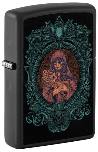 Zippo Windproof Lighter - Woman in the Mirror - Black Matte - Black Light Effect - Refillable - Reusable - Windproof Design - Gift Box - Made in USA