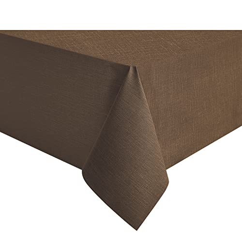 NLMUVW Square Vinyl Tablecloth Heavy Duty, Chocolate Brown PVC Table Cloth Waterproof Wipe Clean Table Cover for Kitchen Dining Picnic, 52 x 52 inch