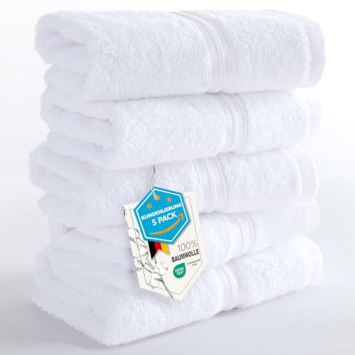 Hammetex Guest Towels Set of 5 30 x 50 cm 100% Cotton Terry Cloth