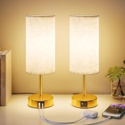 UPXNBOR Bedside Lamps Set of 2, Touch Table Lamps for Bedroom, Living Room