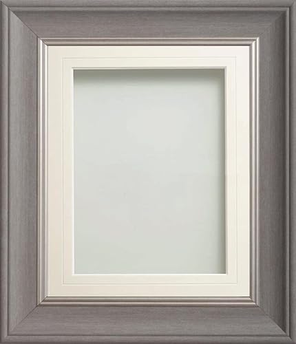 Frame Company Drummond Gunmetal Grey Photo Frame, White V-Groove Mount, A4 for 9x6 inch, fitted with perspex