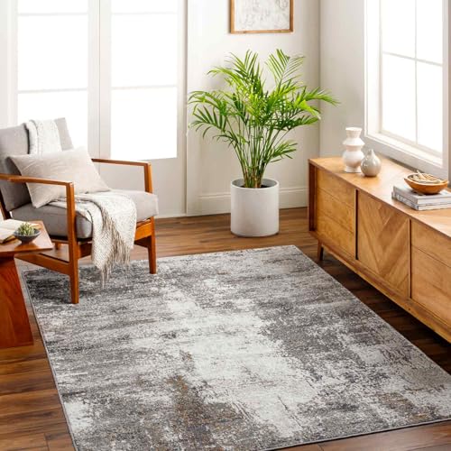 Livabliss Nalany Pysel Abstract Marble Style Floor Covering 120x170 cm – Modern Design for Living Room, Dining & Bedroom, Soft Medium Pile, Brown, Black & Grey