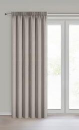 Eurofirany Carly 100% Blackout Curtain with Ruffle Tape and Tunnel, Matt Opaque Curtain for Living Room, Bedroom, H 270 x W 140 cm (Pack of 1), Dark Beige
