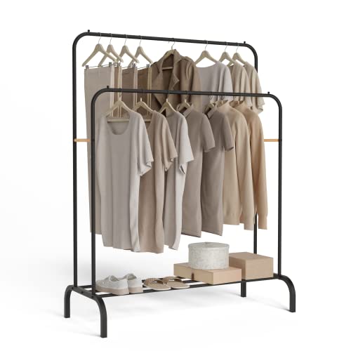 Newlux - Donkey Clothes Resistant up to 30 kg Hangy Duo 30 with Double Height. Metal Clothes Rack with Great Stability - Easy Assembly - Anti-Scratch Base (115 x 50 x 150 cm) - Black