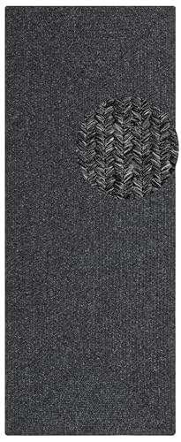 NORTHRUGS Trenzado Indoor & Outdoor Rug Weatherproof Easy Care Handmade Look for Indoor and Outdoor Use Woven Outdoor Rug Runner for Balcony, Patio, Living Room, Garden - Dark Grey, 80 x 200 cm