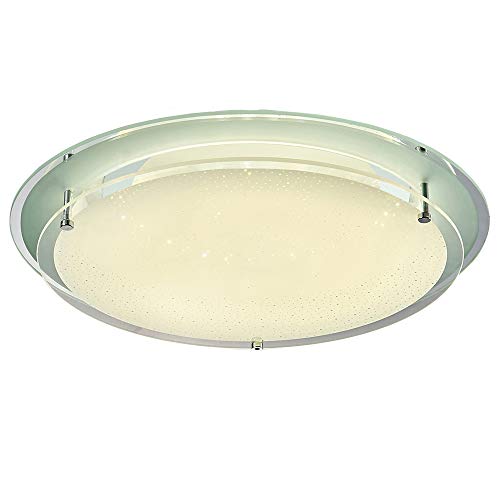 AUROLITE LED Flush Ceiling Light, Glass Shade with Star Patterns, 24 Watts 1680 Lumens, Warm White (3000K), Ideal for Living Room, Bedroom, Kitchen, Hallway, Hotel, B&B