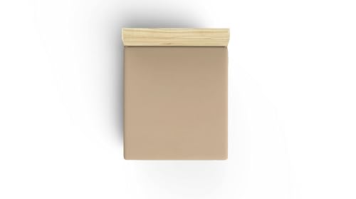 Premium Ranforce Single XL Fitted Sheet, 100% Cotton, 100 x 200 + 40 cm, 155 Thread Count, Beige, Soft, Durable & Machine Washable at 30°C