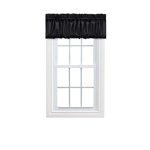 "Ellis Curtain Stacey Sheer Balloon Valance, 60"" x 15"", Black"