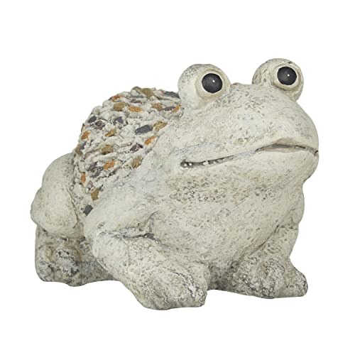 Deco 79 Outdoor Waterproof MGO Garden Frog Sculpture Patio Yard Lawn Porch Art Decoration Ornament, Light Grey