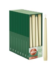 Bolsius Essentials Smooth Taper Candles - Silver Metallic - 24.5 cm - Pack of 32 - Decorative Candles - Palm Oil Free