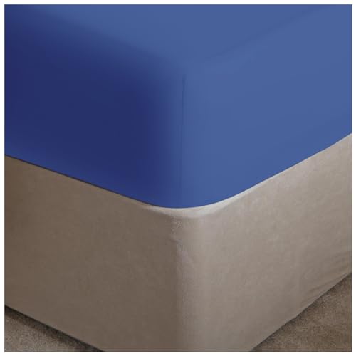 GC GAVENO CAVAILIA Easy Care Percale Extra Deep Fitted, Luxury Soft & Cosy Non Iron Thick Polycotton Bed Sheets, Royal Blue, King