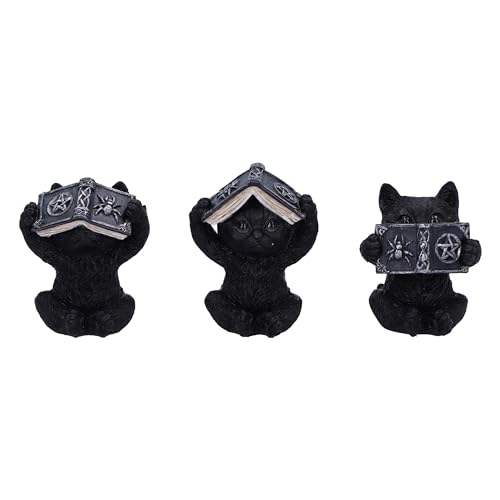 Nemesis Now Three Wise Spell Cats 8.5cm, Black, Kitten Figurines - Resin, Occult Kittens Figurine Trio Set, Cat Merchandise, Cast in the Finest Resin, Expertly Hand-Painted