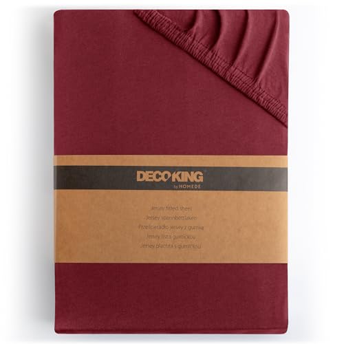 DecoKing Fitted Sheet Small Double 100% Combed Cotton Soft Jersey Bed Sheet 100x200-120x200 cm Burgundy Amber