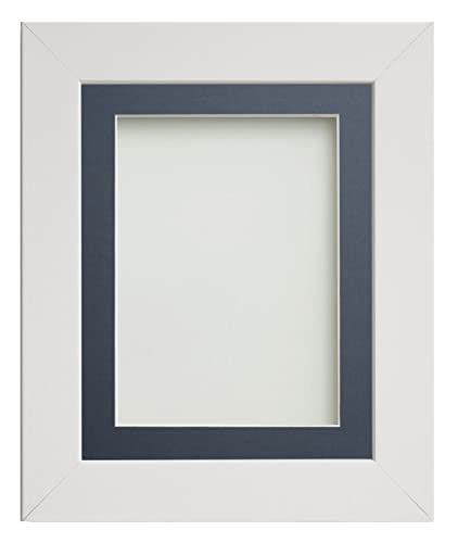 Frame Company Watson White Picture Photo Frame fitted with Perspex, A4 with Blue Mount for image size 9x6 inch