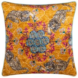 furn. Wylder Tropics Tigerscope Velvet Piped Polyester Filled Cushion